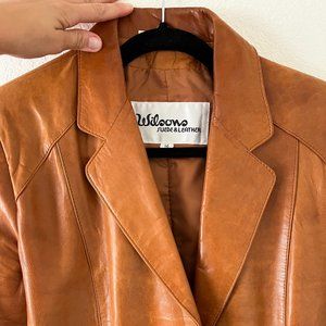 Vintage 70s Wilson's Brown Two Button Leather Blazer Jacket
